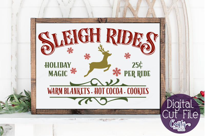 Christmas Svg, Farmhouse Svg, Sleigh Rides, Santa's Sleigh By Crafty ...