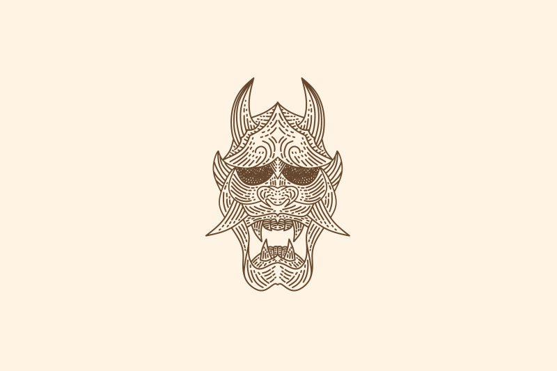 vintage-japanese-demon-oni-mask-logo-design