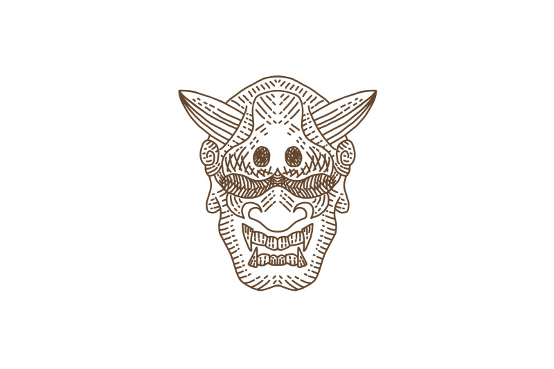 vintage-hand-drawn-japanese-demon-oni-mask-logo-design