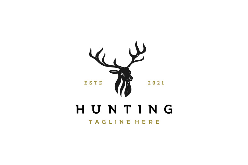 deer-antler-head-logo-design-illustration