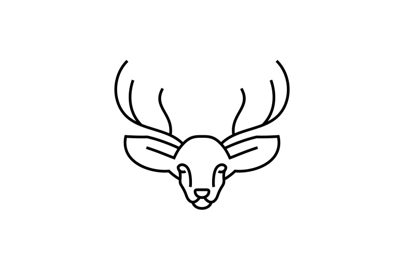 monoline-deer-antler-head-logo-design-illustration