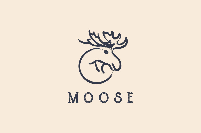 moose-deer-dry-ink-brush-logo-design-vector-illustration