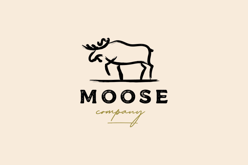 moose-deer-dry-ink-brush-logo-design-vector-illustration