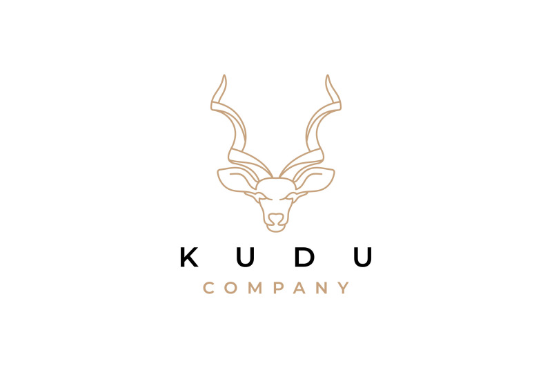 kudu-line-art-logo-design-vector