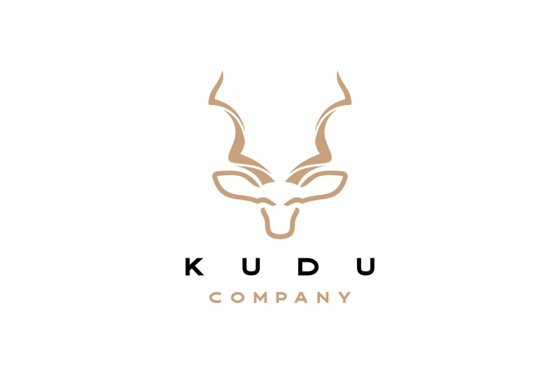 kudu-line-art-logo-design-vector