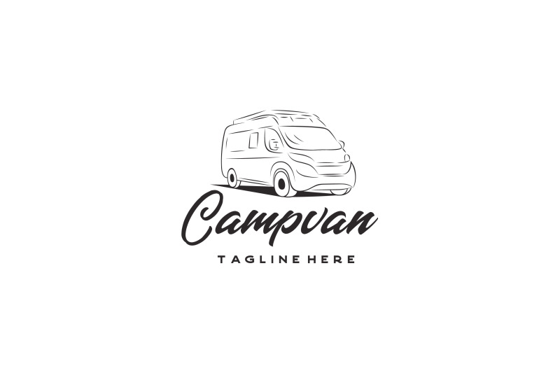 line-art-camper-van-camping-logo-design-vector