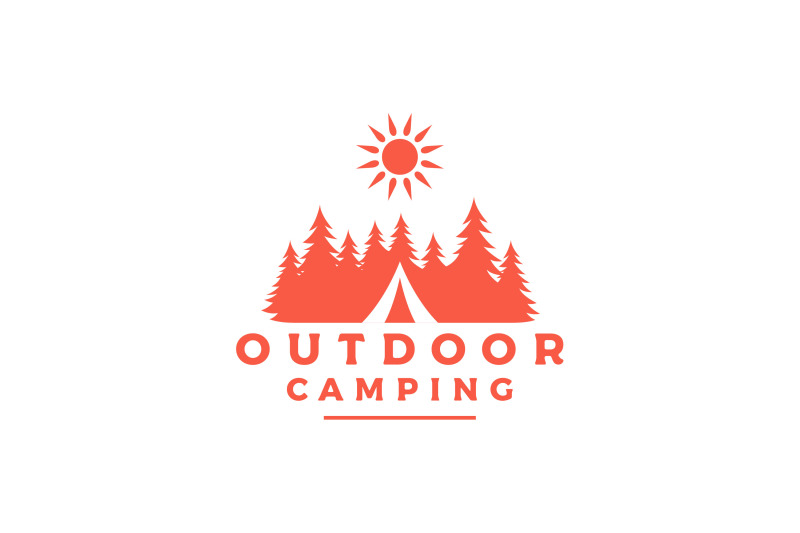 forest-camping-tent-and-pine-trees-logo-design