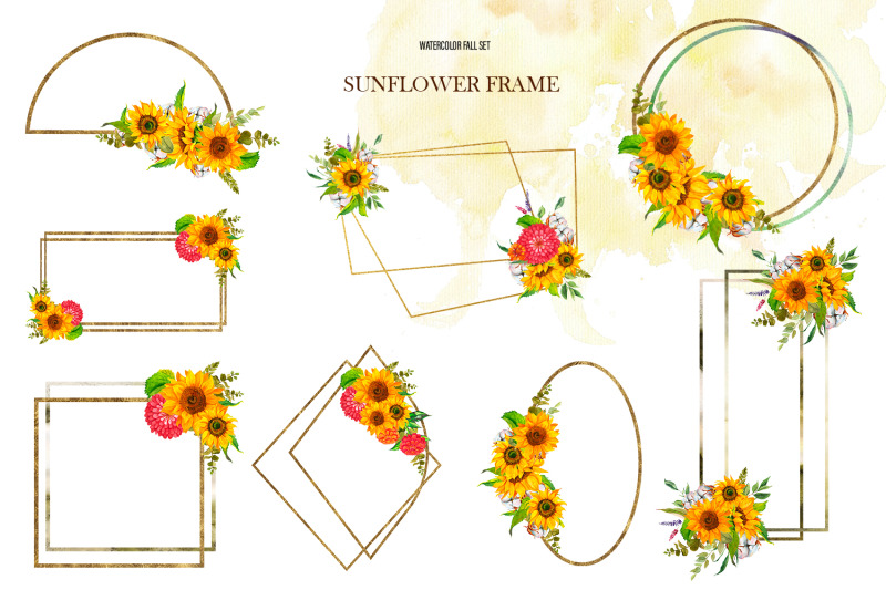 watercolor-sunflower-frame-clipart-boho-sunflower-bouquet