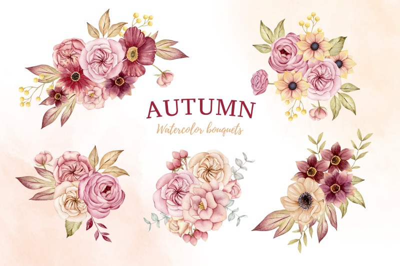 autumn-watercolor-clipart-fall-bouquets