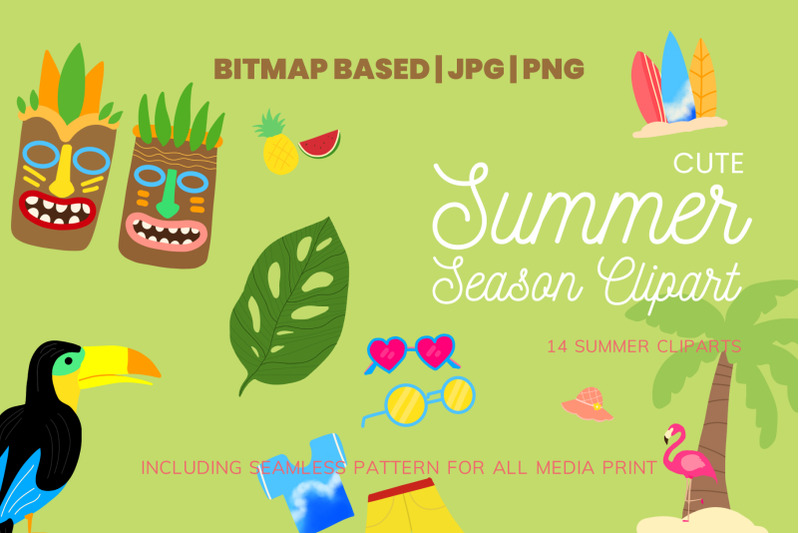 summer-season-14-clipart-plus-seamless-pattern