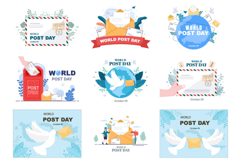 20-world-post-day-vector-illustration