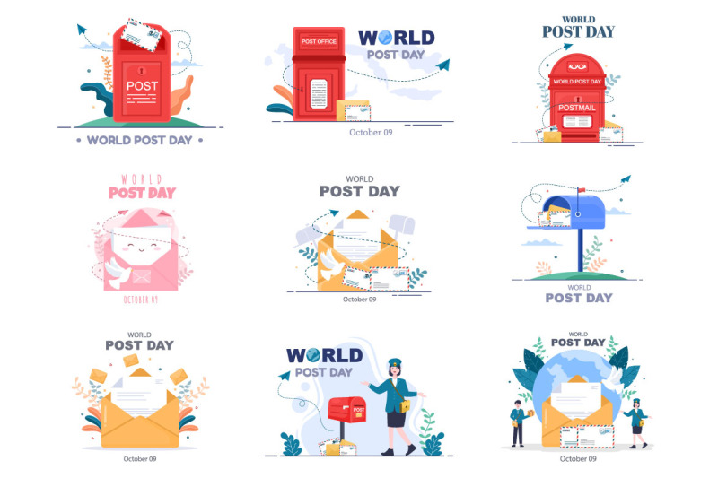 20-world-post-day-vector-illustration