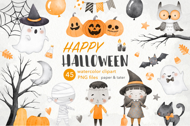 happy-halloween-watercolor-clipart-cute-halloween-monsters-png