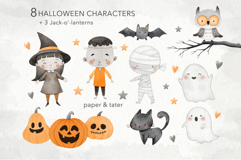 happy-halloween-watercolor-clipart-cute-halloween-monsters-png