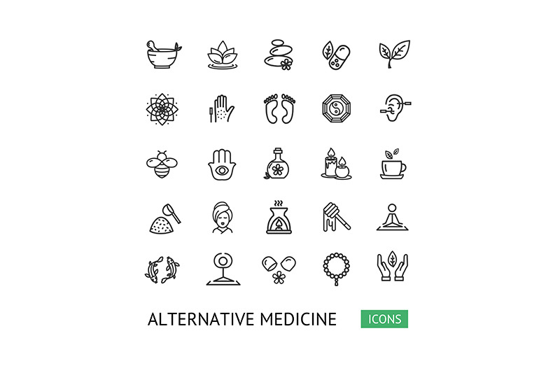 alternative-medicine-sign-thin-line-icon-set-vector