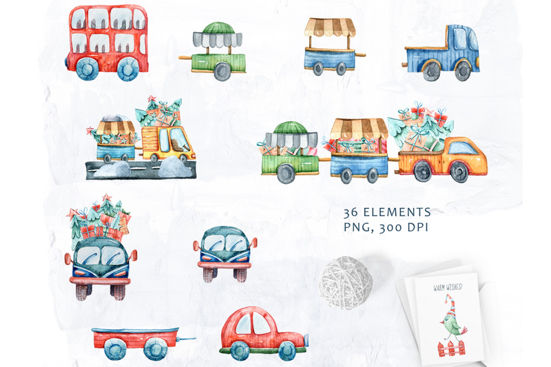 watercolor-christmas-clipart-christmas-cars-and-trucks