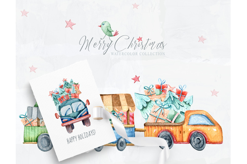 watercolor-christmas-clipart-christmas-cars-and-trucks