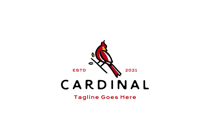 vintage-cardinal-bird-logo-design-illustration
