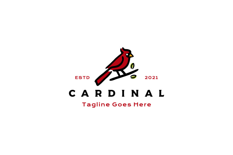vintage-cardinal-bird-logo-design-illustration
