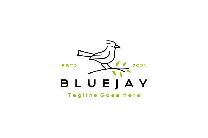 line-art-blue-jay-bird-logo-design-vector-illustration