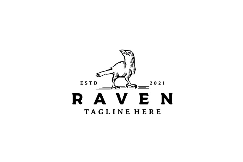 vintage-crow-raven-logo-design-vector-illustration