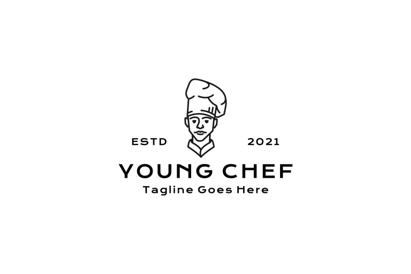 line-art-chef-restaurant-cafe-bar-logo-design