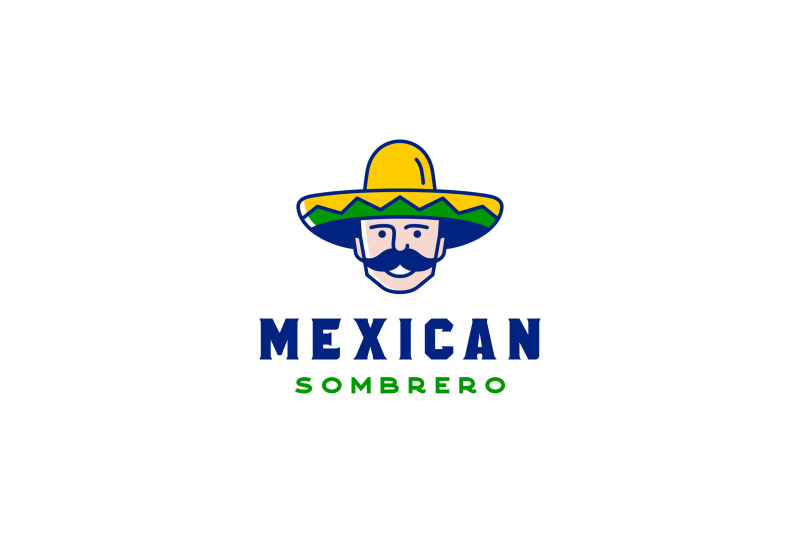 mexican-man-with-hat-sombrero-logo-design