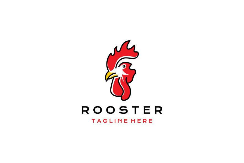 line-art-rooster-head-logo-design-vector