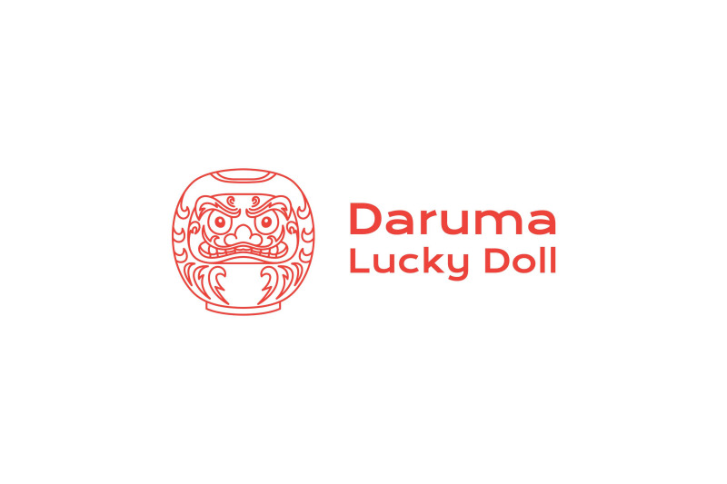 line-art-japanese-daruma-doll-logo-design-vector