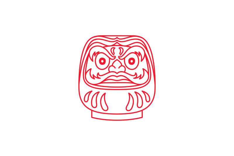 line-art-japanese-daruma-doll-logo-design-vector-illustration
