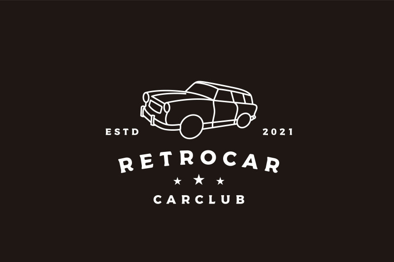 vintage-retro-line-art-car-logo-design-vector-illustration
