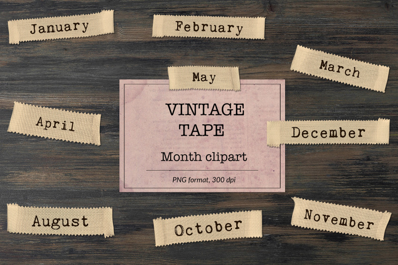 months-clipart-vintage-tape-clipart