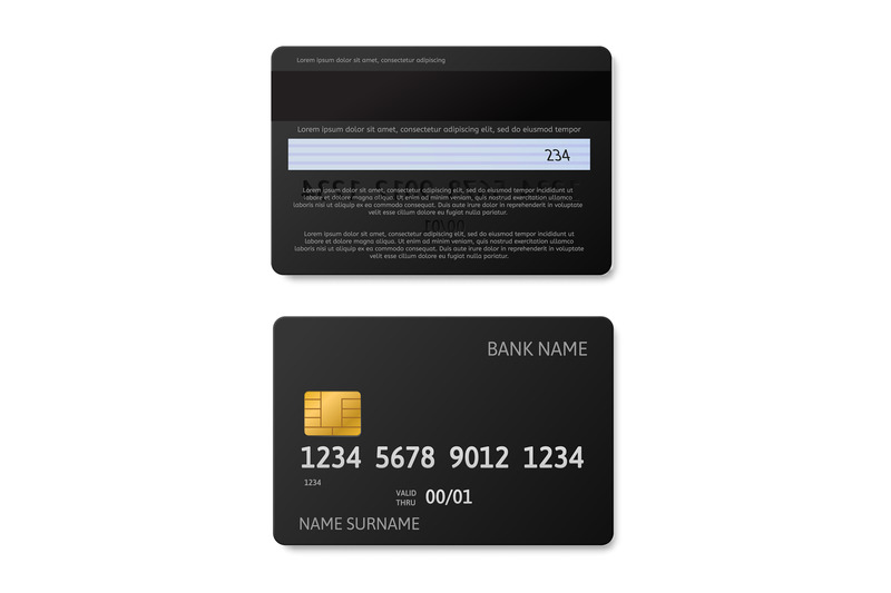 credit-card-black-debit-cards-with-gold-chip-realistic-front-and-bac