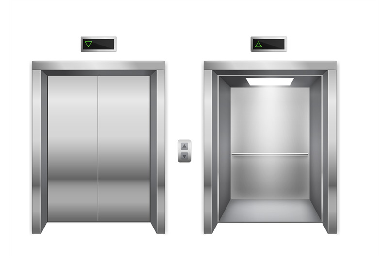 elevator-closed-and-open-chrome-metal-lift-doors-modern-passenger-or