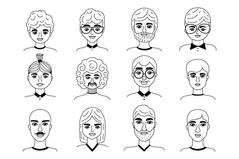 male-faces-in-doodle-style