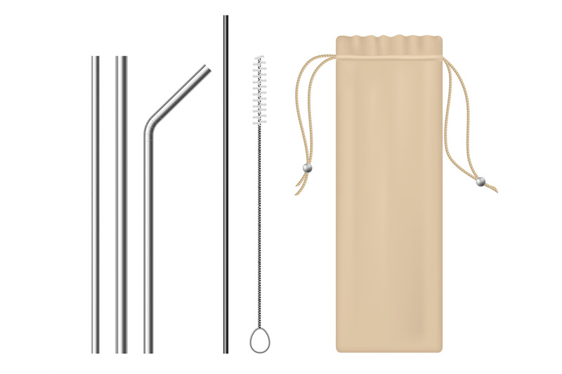 straw-bar-equipment-realistic-stainless-steel-bio-straws-beverage-pi