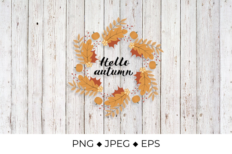 hello-autumn-lettering-in-wreath-with-colorful-leaves-pumpkins-nbsp-and-fl