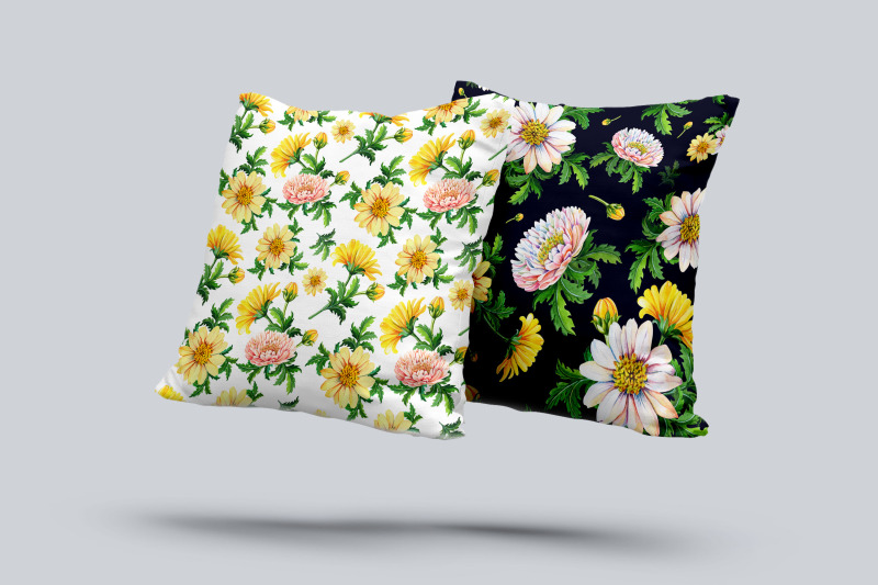 watercolor-chrysanthemum-seamless-pattern
