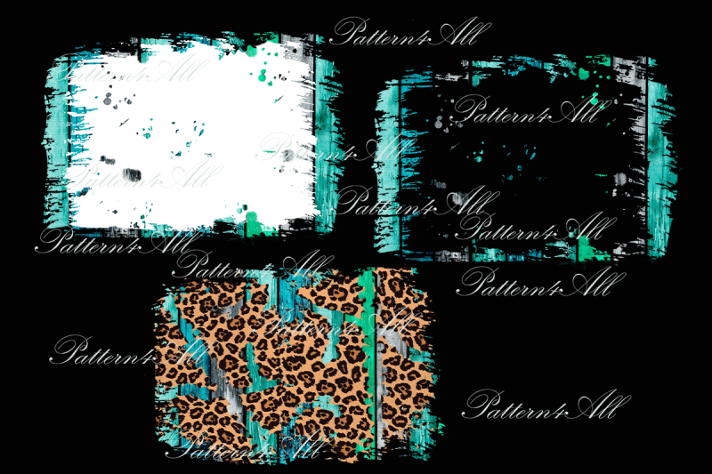 png-distressed-turquoise-wood-background-black-chalk-effect-leopard