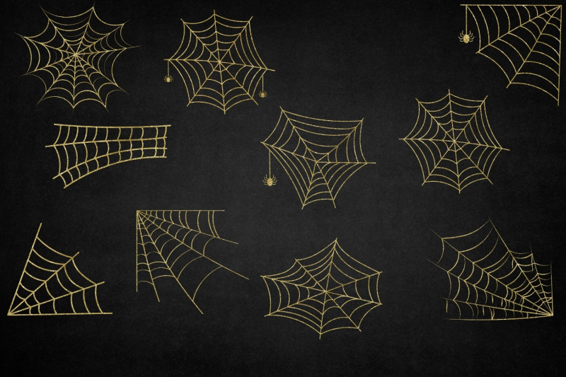 gold-glitter-halloween-spider-web-clipart