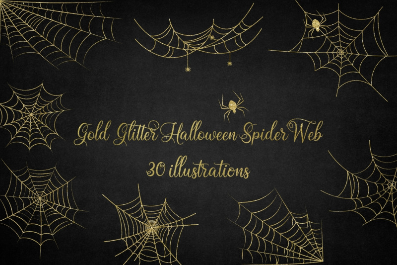 gold-glitter-halloween-spider-web-clipart