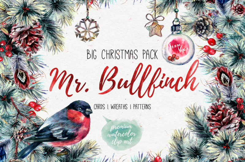 mr-bullfinch-christmas-watercolor-pack