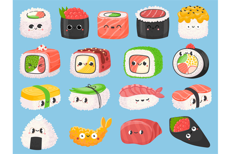 cartoon-japanese-sushi-rolls-and-shrimp-tempura-with-kawaii-faces-cu