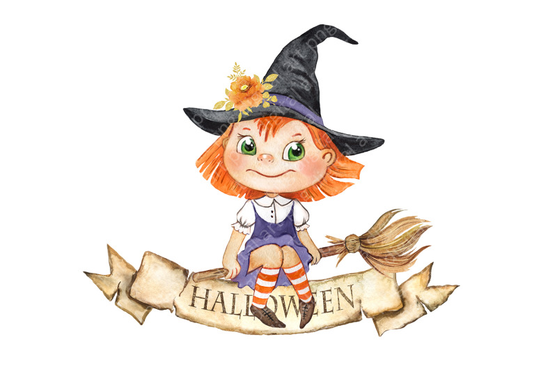 halloween-characters-watercolor-clipart-zombie-witch-vampire