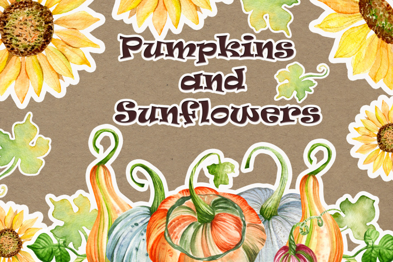 watercolor-pumpkins-and-sunflowers