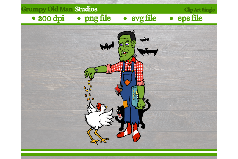 frankenstein-feeding-a-chicken-halloween-monsters