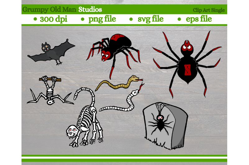 various-halloween-creatures-snakes-spiders-and-animal-skeletons