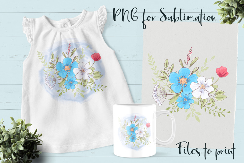 blue-flowers-sublimation-design-for-printing