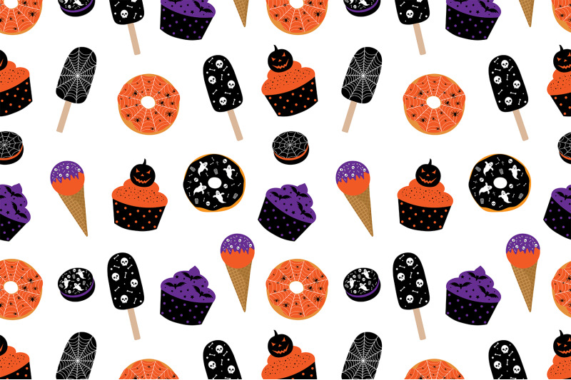 halloween-food-pattern-cupcake-pattern-dessert-pattern