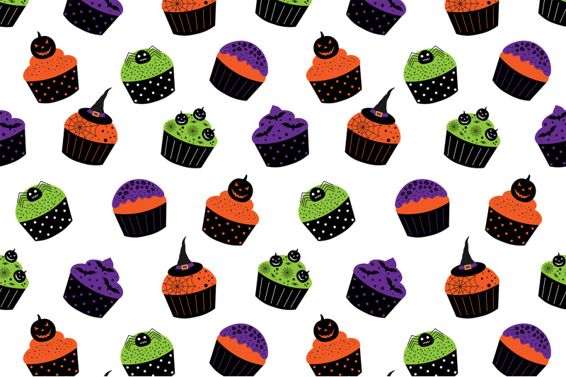 halloween-food-pattern-cupcake-pattern-dessert-pattern